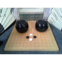 Игра Го. Комплект игры Го "Начало ". Доска бук(шпон) толщиной 1.7 см, 13х13(9х9) линий и темные чаши в подарочной коробке.