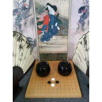 Игра Го. Комплект игры Го "Начало ". Доска бук(шпон) толщиной 1.7 см, 13х13(9х9) линий и темные чаши в подарочной коробке.